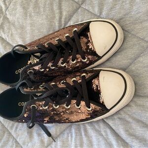 Converse Sequin Sneakers in Black and Brown